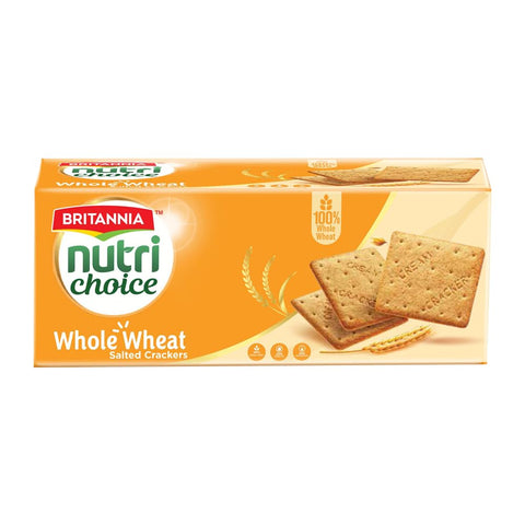 Britannia Nutri Choice Whole Wheat Salted Crackers 7.05Oz (200G) - Healthy Breakfast & Tea Time Snacks (Pack Of 1)