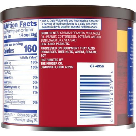 Kroger Spanish Sea Salted Peanuts 12 oz
