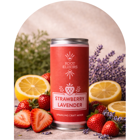 Sparkling Strawberry Lavender Premium Cocktail Mixer 8 Cans 7.5 oz Root Elixirs