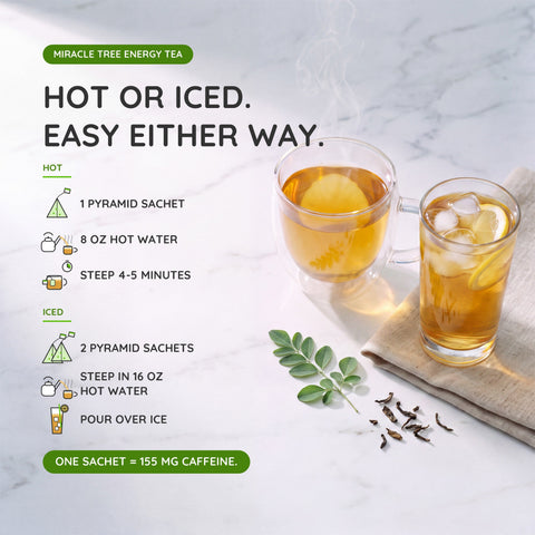 Organic Moringa Energy Tea - Cherry Chamomile - Natural Coffee Alternative