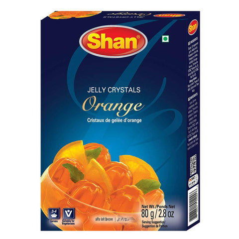 Shan Jelly Crystals Orange 2.8 Oz (80G) - Cristaux De Gelee Dorange - Quick And Easy Jello - Suitable For Vegetarians - Airtight
