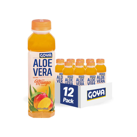 Goya Foods Aloe Vera Drink With Mango Flavor, 16.9 Fl Oz (Pack Of 12)