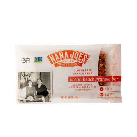 Ocean Beach Granola Bar with Almond Butter Coffee Cocoa Nibs Nana Joes