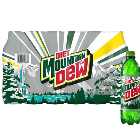 Mountain Dews Diet Soda, 16.9 fl. oz. Bottles, 24 Pack