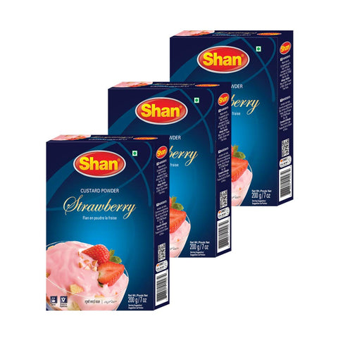 Shan Custard Powder Strawberry 7.05 Oz (200G) - Flan En Poudre La Fraise - Essential Dessert For Any Occasion - Suitable For Veg