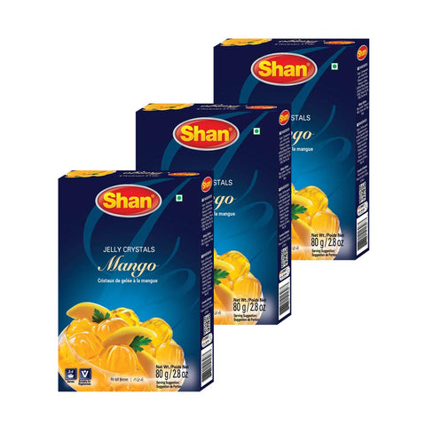 Shan Jelly Crystals Mango 2.82 Oz (80G) - Cristaux De Gelee A La Mangue - Quick And Easy Jello - Suitable For Vegetarians - Airt