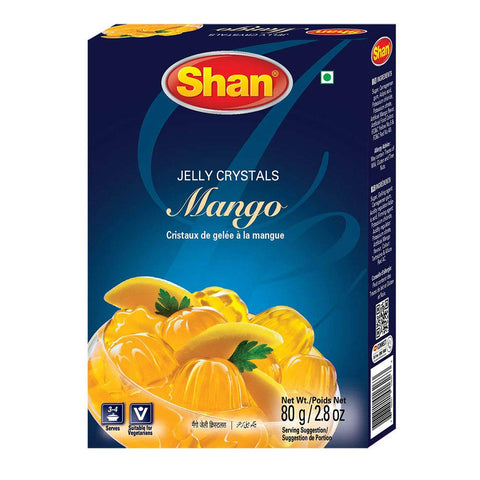 Shan Jelly Crystals Mango 2.8 Oz (80G) - Cristaux De Gelee A La Mangue - Quick And Easy Jello - Suitable For Vegetarians - Airti