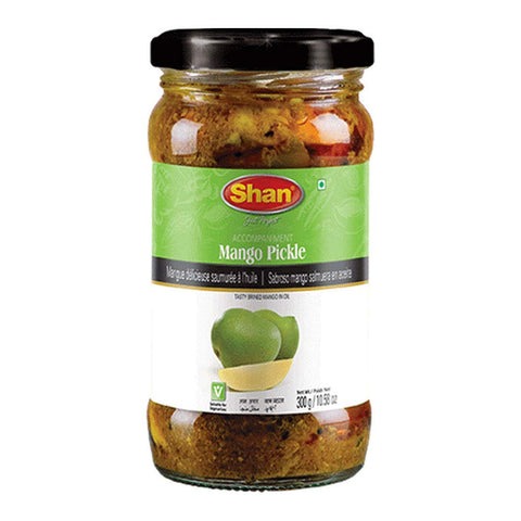 Shan Mango Pickle - Tasty Brined Pickle in Oil - 10.58 oz (300g) - Vegetarian - Airtight Pet Jar