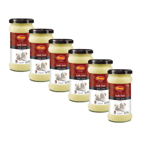Shan Garlic Paste 24.69 Oz (700G) - Fresh Ground Garlic Cooking Paste In Airtight Glass Jar | Organic Minced Garlic For Flavorful Dishes - Vegetarian Friendly (Pack Of 6)