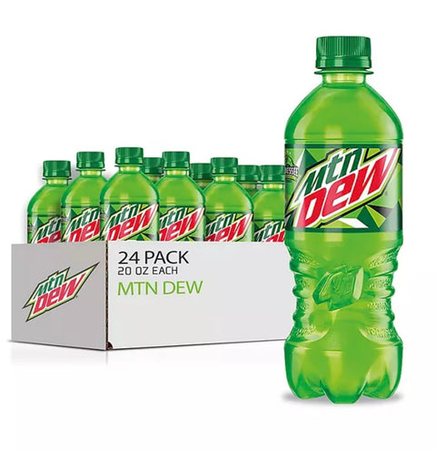 Mountain Dew Soda, 20 Fl Oz (Pack Of 24)