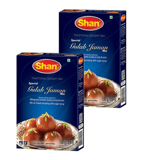 Shan Special Gulab Jaman Traditional Dessert Mix 3.53 Oz (100G) - Powder For Sweet Dumpling With Sugar Syrup - Suitable For Vegetarians - Airtight Bag In A Box (Pack Of 2)