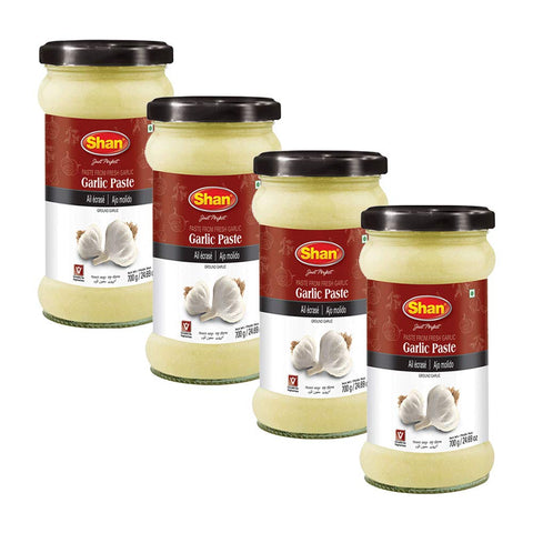 Shan Garlic Paste - Organic Minced Garlic Cooking Paste in Airtight Glass Jar - 24.69 oz (Pack of 4)