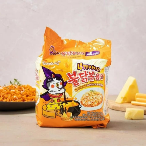 Samyang Buldak Spicy Ramen, Quattro Cheese Flavor, Instant Noodles, 1 Bag with 5 Packs