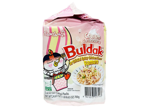 Samyang Buldak Hot Chicken Spicy Ramen Korea Instant Packaged Noodles,4.93 Oz,Cream Carbonara,5 Pack
