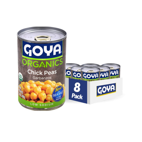 Goya Organic Chick Peas Garbanzo Beans, Low Sodium With Sea Salt, 15.5 Ounce (Pack Of 8)