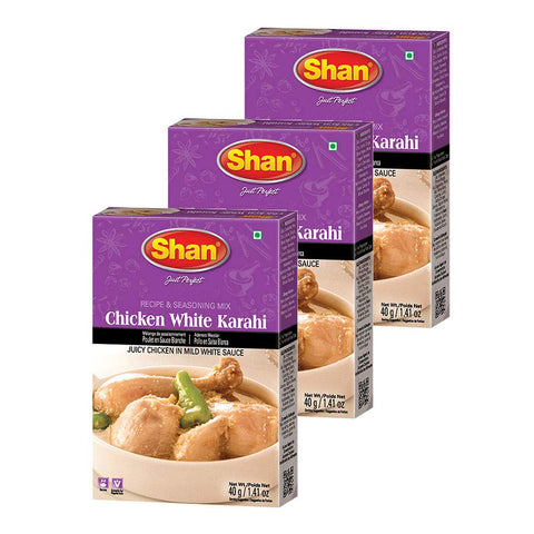 Shan Chicken White Karahi And Seasoning Mix 1.41 Oz (40G) - Spice Powder For Juicy Chicken In Mild White Sauce - Suitable For Ve