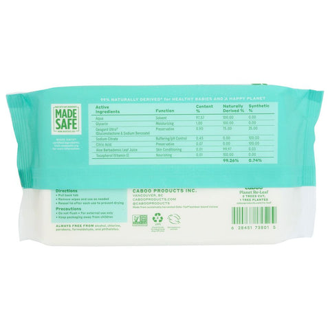 Bamboo Baby Wipes Unscented 72 pk CABOO