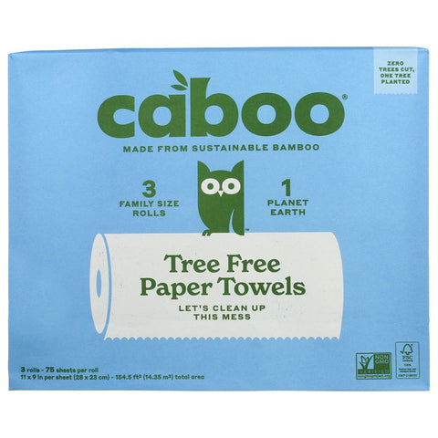 Tree Free Paper Towels 75 Sheets 3 pk CABOO