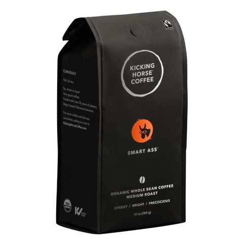 Organic Smart Ass Medium Roast Whole Bean Coffee 10 oz KICKING HORSE
