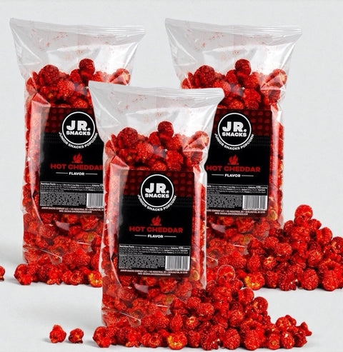 Hot Cheddar Spicy Cheese Popcorn Junior Snacks Co.