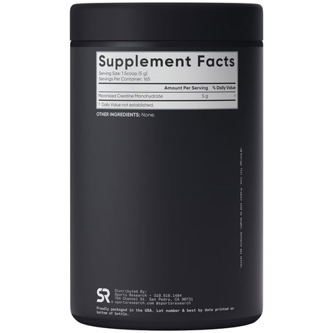 Sports Research Micronized Creatine Monohydrate -165 Servings, Unflavored