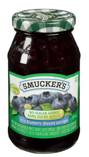 Smucker's No Sugar Added Blueberry Spread, 310mL