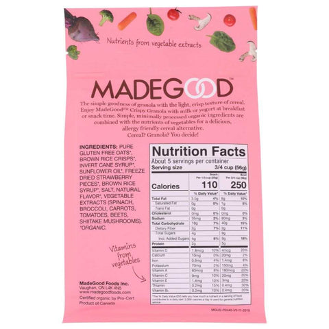 Strawberry Crispy Light Granola 10 oz MADEGOOD