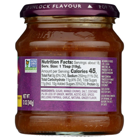 Major Grey Sweet Mango Preserve Chutney 12 oz Patak's