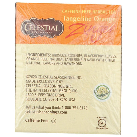 Tangerine Orange Zinger Herbal Tea Caffeine Free 20 Tea Bags CELESTIAL SEASONINGS