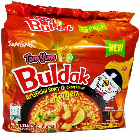 Haul Samyang Tom Yum Buldak Chicken Flavor - Thai-Style Spicy And Sour Ramen Soup - 23.8 Oz (Pack Of 1) (Total 5 Pcs)