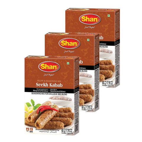 Shan Seekh Kabab Seasoning Mix - Vegetarian Spice Powder for BBQ - 1.76 oz (Pack of 3)
