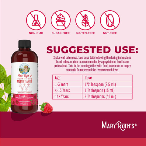 MaryRuth's Liquid Morning Multivitamin| Raspberry Flavor| 22 fl. oz.