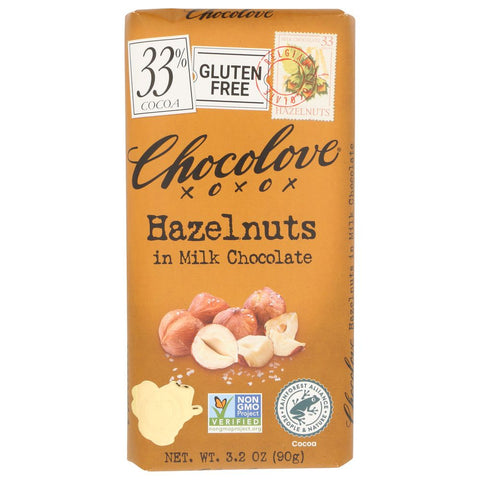 Hazelnuts In Milk Chocolate Bar 3.2 oz CHOCOLOVE