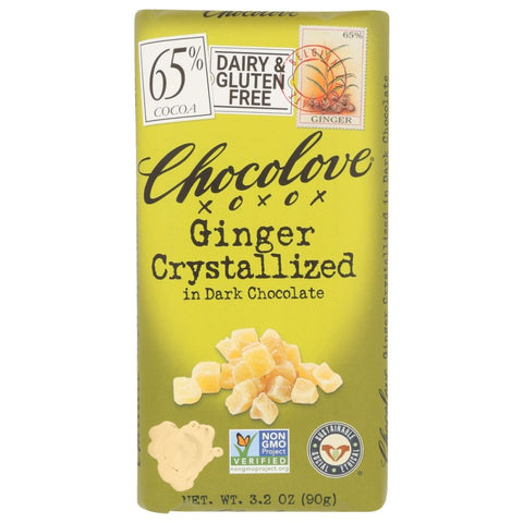 Dark Chocolate Bar Crystallized Ginger 3.2 oz CHOCOLOVE