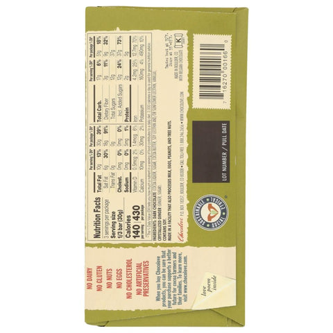 Dark Chocolate Bar with Crystallized Ginger 3.2 oz CHOCOLOVE