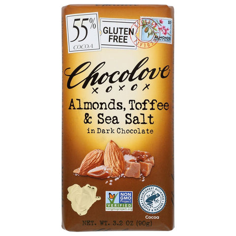 Almonds Toffee Sea Salt Dark Chocolate Bar CHOCOLOVE 3.2 oz
