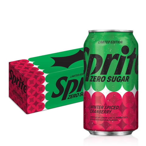 Sprite Winter Spiced Cranberry Zero Sugar Soda Pop  12 fl oz  12 Pack