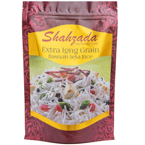 Shahzada Basmati Sela Rice, Extra Long Grain, 2 lbs, Non-GMO, Vegan, Gluten Free, Resealable Zip-Lock Bag, White