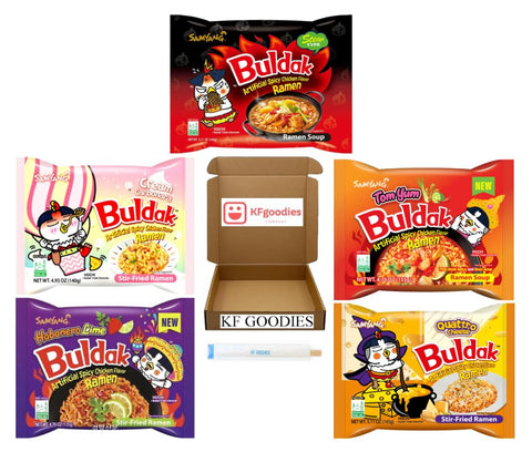 Samyang Buldak Hot Spicy Chicken Ramen Noodle Korean Stir-Fried Ramen (5, Cream Carbonara, Habanero Lime, Quattro Cheese, Stew,