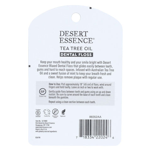 Dental Floss Tea Tree Oil Naturally Waxed Floss 50 Yards Desert Essence