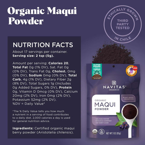 Maqui Powder Organic Antioxidant-Rich Superfood NAVITAS 3 oz