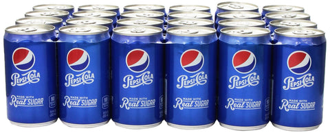 Pepsi Made with Real Sugar, 7.5 Fl Oz Mini Cans, 24 Pack - Refreshing Soda, Perfect for Parties and On-the-Go Enjoyment