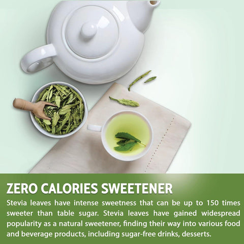 Stevia Leaf, Whole Dried Leaves, Tea Bags, Powder, 100% Natural and Pure from Stevia Leaves. Sugar Substitute for Tea, Coffee. Loose Leaf Stevia Herbal Tea. Zero Calorie Sweetener. No Sugar, No Caffeine, No Gluten, Vegan.