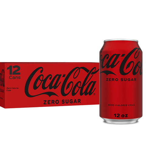 Coke Zero Coca-Cola Zero Sugar Soda, 12 fl oz Cans, 12 Pack - Rich Brown, Model 049000042559