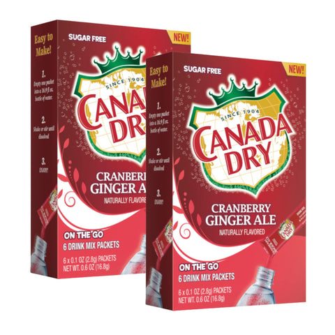 Generic Canada Dry Powder Drink Mix, Sugar Free Cranberry Ginger Ale Flavor, 6 Count (Pack of 2), Red, Model HJ-DJ48-OFEH