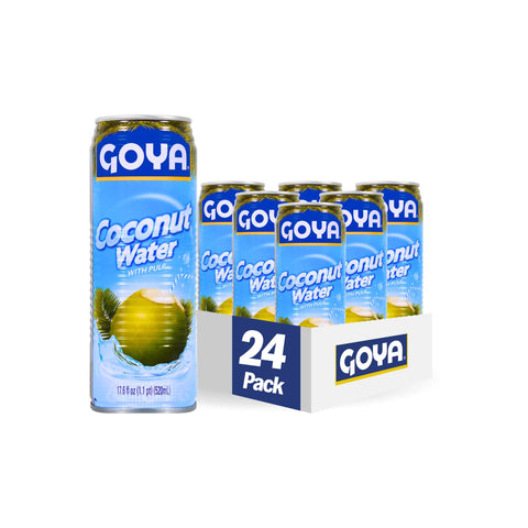 Goya Foods Coconut Water with Pulp, Real Coconut Pieces, 17.6 Fl Oz, Pack of 24, Model 33939