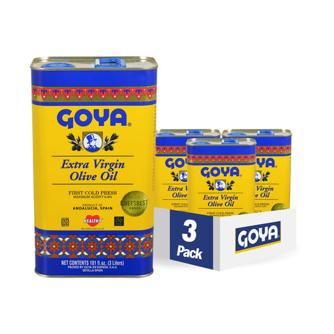 Goya Foods Extra Virgin Olive Oil, Tin, 3 Liter (Pack Of 3)