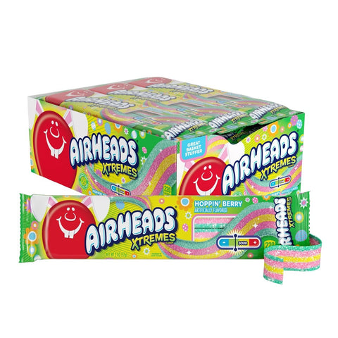 Airheads Xtremes Sweetly Sour Candy Belts, Hoppin Berry, 2oz Pack of 18