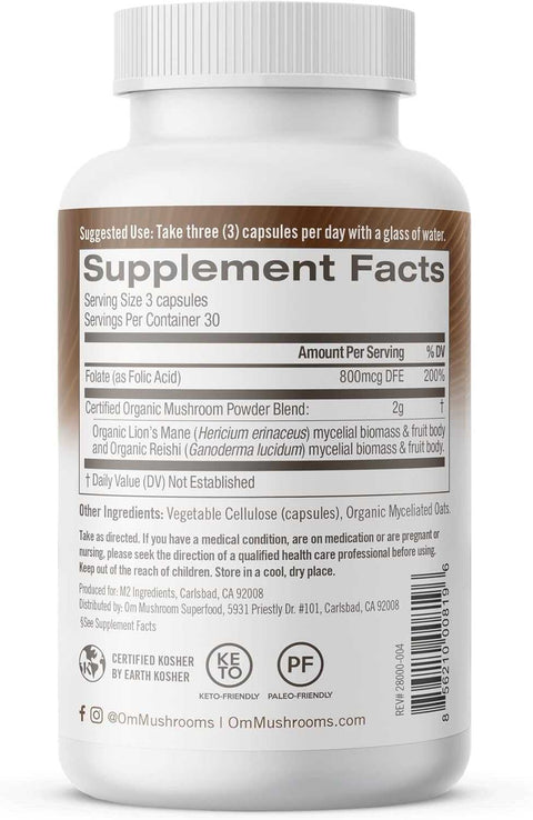 Organic Lion’s Mane Brain Fuel Mushroom Supplement 90 vc OM