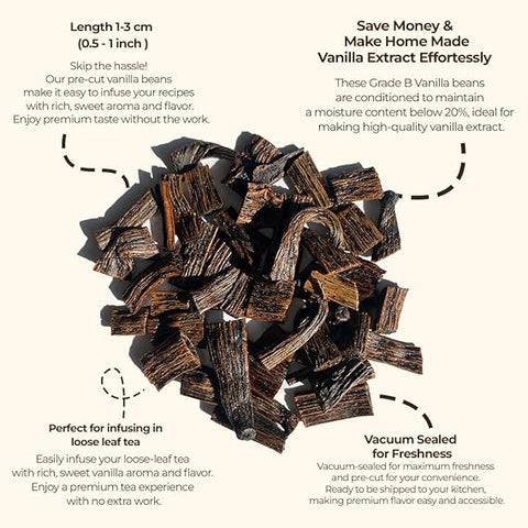 Premium Vanilla Cuts Grade B Whole Vanilla Beans 1 lb